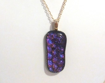 Dichroic glass pendant / Purple and pink / Fused glass / 2 inches long
