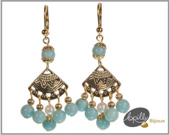 Earrings amazonite, pearl