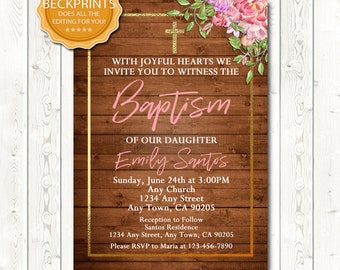 Baptism Invitation Girl, Baptism Invitation, Digital Baptism Invitation, Printable Baptism Invite, Digital Download JPEG/PDF File, You Print