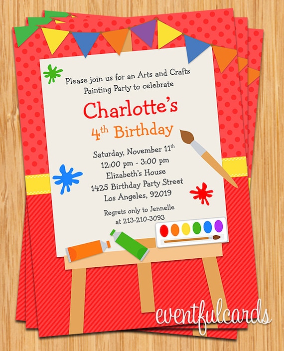 art painting birthday party invitation for kids printable create a party invitation