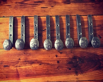 SET OF 6 Railroad Spike Hooks - Hand Forged - Single Hook - Coat Hook - Wall decor - Country Decor - Barn decor