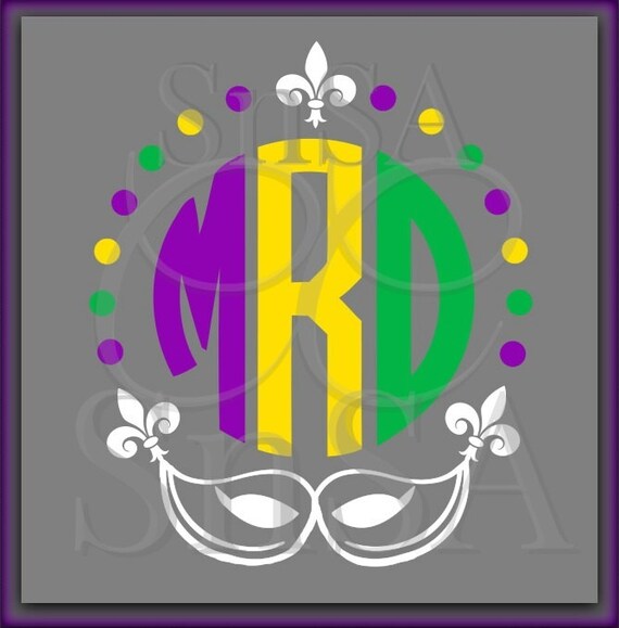 Download Items similar to Mardi Gras SVG, Monogram Circle Arrow ...