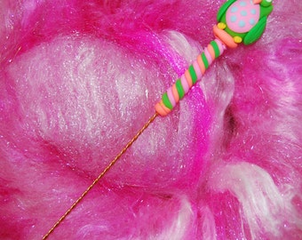 Owl Spinning Wheel Orifice Hook - Polymer Clay
