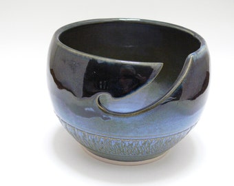 Blue Yarn Bowl - Ceramic Yarn Bowl -Yarn Bowl - SierraAvisPottery