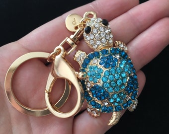Sea turtle keychain rhinestone turtle jewelry tortoise keychain sea turtle keychain turtle ocean keychain gift for kids gift for her