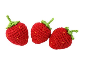 Baby rattle Toys crochet strawberry Waldorf toys Baby toys Baby shower gift Toddler gift Kids gift Montessori counting Materials Baby Rattle
