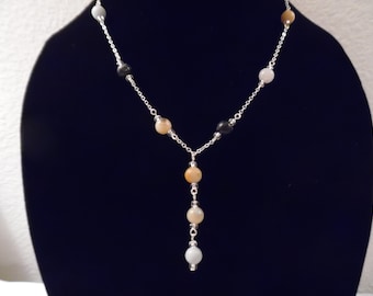 Beaded Y Necklace with Amazonite