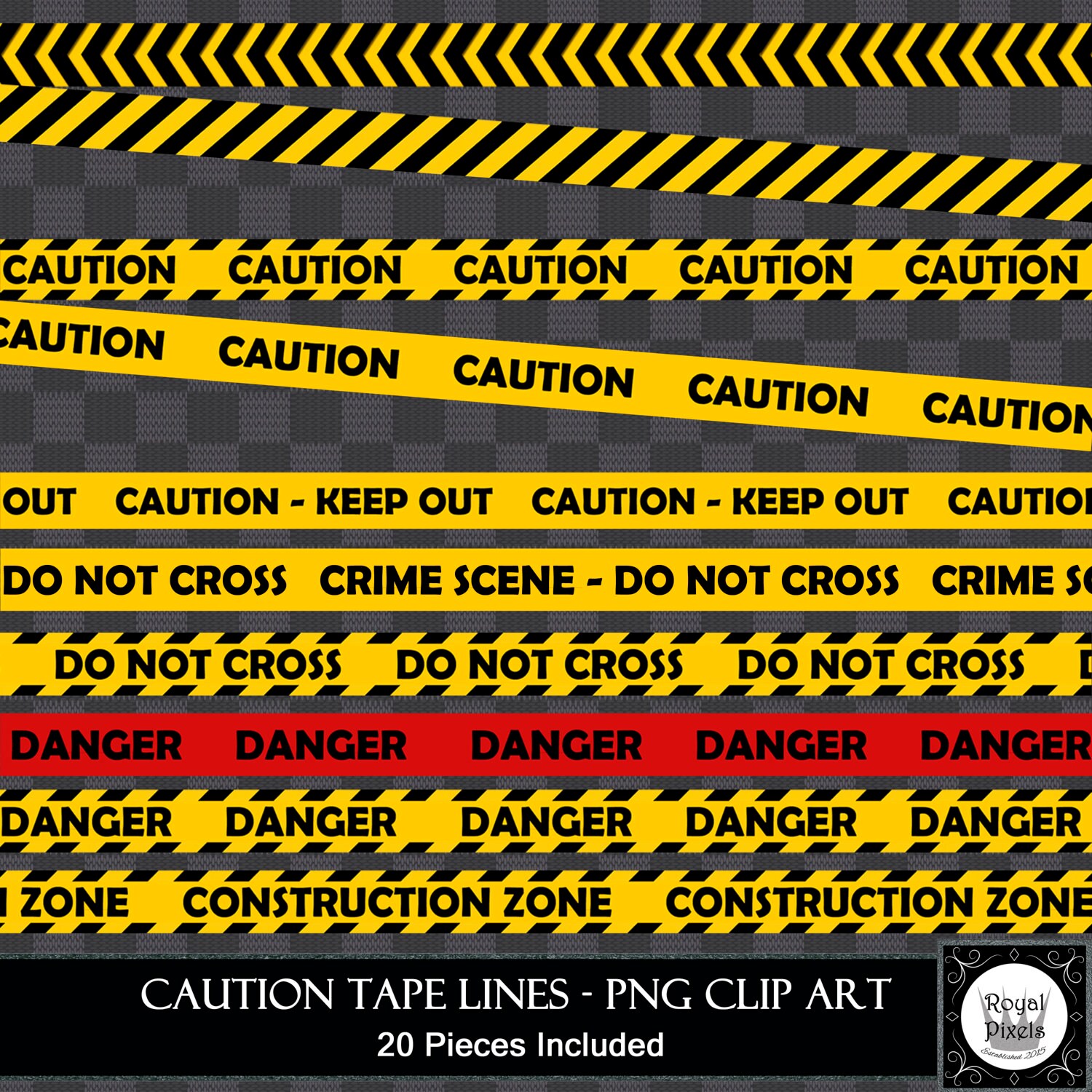 Caution Tape Lines Clip Art 20 Pieces Included PNG Files