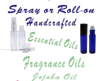 Spray Perfume, Roll-On Perfume, Essential Oils, Jojoba Oil, Phthalate Free 1 oz or 2 oz or 1/3 oz Roll-on Jasmine, Sandalwood, Rose, Vanilla
