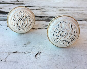 Drawer Knob, Farmhouse White Washed Knobs, French Country Look Cabinet Pulls, Item #491792650