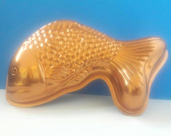 Vintage Copper Fish Jello Mold, Retro Jello Mold, Fish Design Copper Jello Mold, Jello, Vintage Kitchen, Fish Decor.