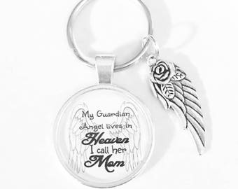 Mom Angel Keychain, Guardian Angel Mother Keychain, In Heaven Memory Wing Miss You, Sympathy Gift, Memorial, Remembrance Keychain