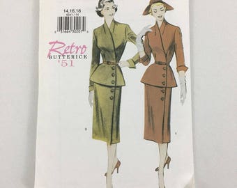 Butterick Retro 1940s Suit with peplum reissued pattern uncut and factory folded Out of Print