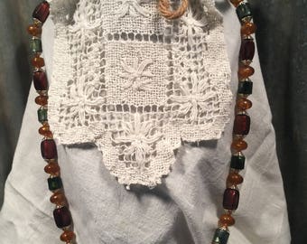 Vintage Beaded Necklace in Earth Tones