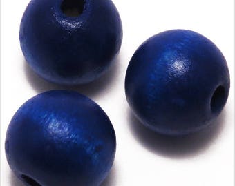 20 wood beads 14mm ultramarine blue