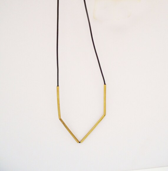 Simple necklace Rubber Bronze Minimalist modern