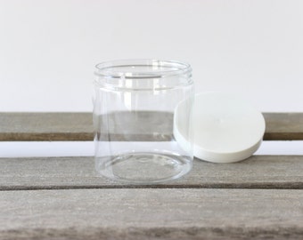 8oz Plastic Jar, Plastic Container, Plastic Tub -Use to store your bath salts, salt scrubs, craft supplies. Storage for liquid or dry goods.