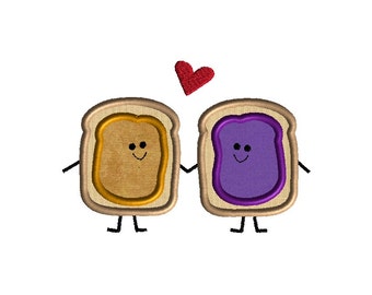 Peanut Butter and Jelly Love Applique Machine Embroidery Design-INSTANT DOWNLOAD