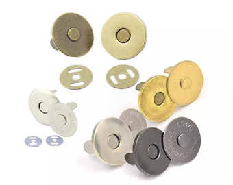 16MM 5/8" 18MM 3/4" Thin Round Magnetic Clasps Snap Closure Purse Handbag with Washers