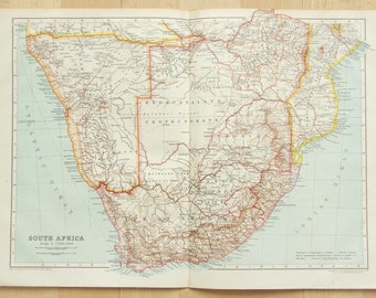 South Africa, Namibia, Bechuanaland, Rhodesia c. 1910 Antique Folding Colour Map