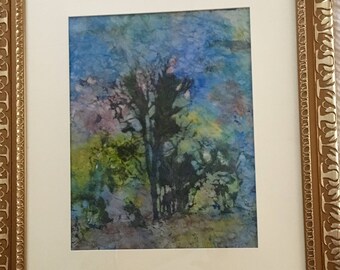 Watercolor batik painting