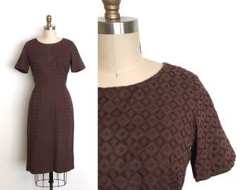 vintage 1950s dress | 50s chocolate lace dress