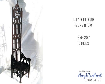 Gothic THRONE for 60-70 cm (24-28") doll PRE-ORDER diy doll furniture kit dollhouse furniture laser cut unpainted bjd bench sd armchair