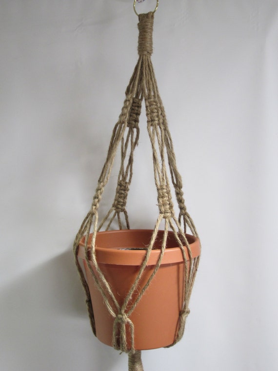 Macrame Plant Hanger Natural heavy Jute Vintage Style 28 inch