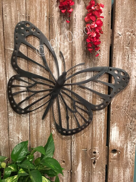 Steel Metal Butterfly Door Decor Black Chain Hanger