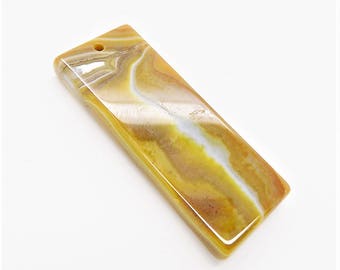 Banded agate pendant; pretty golden banded agate, rectangle slab pendant, 59x22x7mm, 1pc/7.00