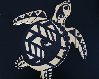 Bamboo Tribal Pattern Sea Turtle