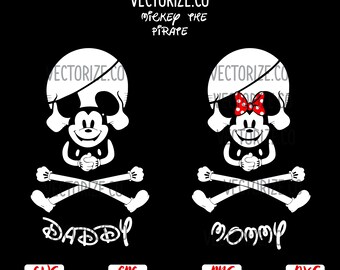 Mickey Mouse The Pirate INSTANT DOWNLOAD stencil bundle- svg file for Silhouette Files for Cricut Files Cut Files