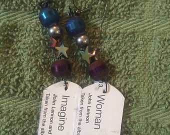 Upcycled John Lennon Dangle Earrings