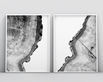 Tree Rings Print, Set of 2 Prints, Black and White Tree Print, Printable Pine Tree, Anniversary Gift, 16 x 20, Wood Prints, Log Slice, 8x10