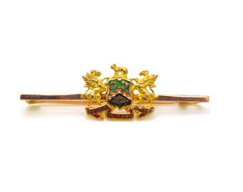 Vintage 10k Yellow Gold Pin Brooch with Clothworkers Company Coat of Arms Crest