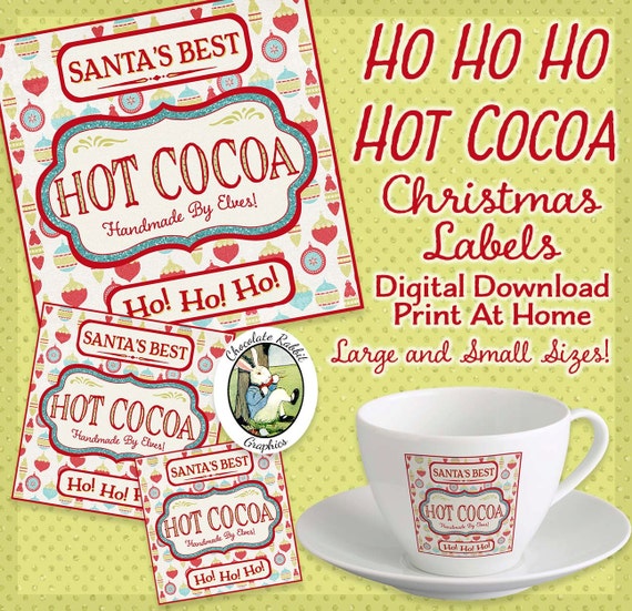 Hot Cocoa Labels Christmas Digital Download Printable