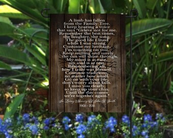 Personalized Sympathy Gift A Limb Family Tree Garden Flag Bereavement Gift Funeral Gift Coworker Gift Mom Memorial Father Memorial Child