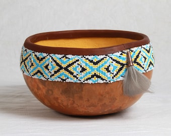 Decorative beaded gourd