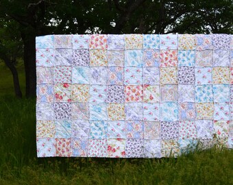 Shabby Chic Queen Size Rag Quilt, Fresh Spring