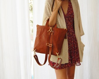 Brown cross body bag for women ,brown leather backpack for women, convertible backpack, large shoulder bag, brown leather crossbody bag,