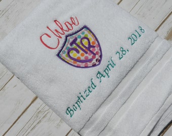 LDS baptism towel-CTR emblem applique