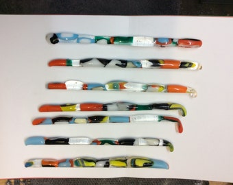 Fused glass swizzle sticks