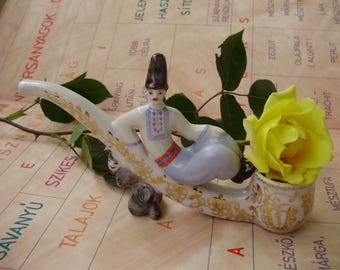 RARE VINTAGE USSR russian porcelain Figurine ,Cossack and the devil,pipe form,stamped