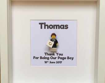 LEGO® Page Boy Gift Minifigure Frame, Ringbearer Gift, Personalised Gift for Page Boy, Gift for Him