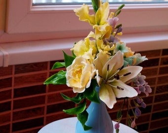 Floral Arrangements - Home Decor - Bouquet of Flowers - Handmade Flower Floral Decoration Ornament