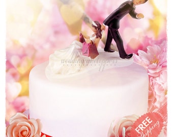 Funny wedding cake toppers Custom cake topper Bride and groom cake toppers Minime dolls Personalised cake topper Unique wedding cake toppers
