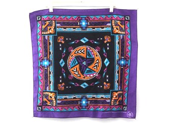 Vintage SOUTHWEST bandana bandanna purple geometric 80s 90s