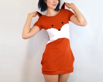 Fox dress with ears cotton jersey