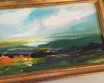 Landscape Study Painting -Original -Abstract Landscape Small Art -5-1/2 x 8 approx. including frame- Ready to Hang