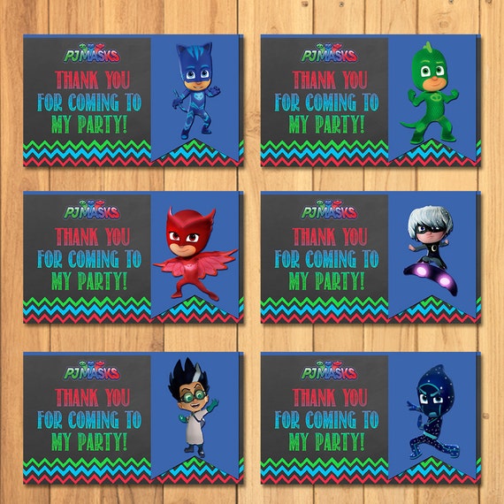 Pj Masks Party Tags Chalkboard Pj Masks Favor Tags Pj